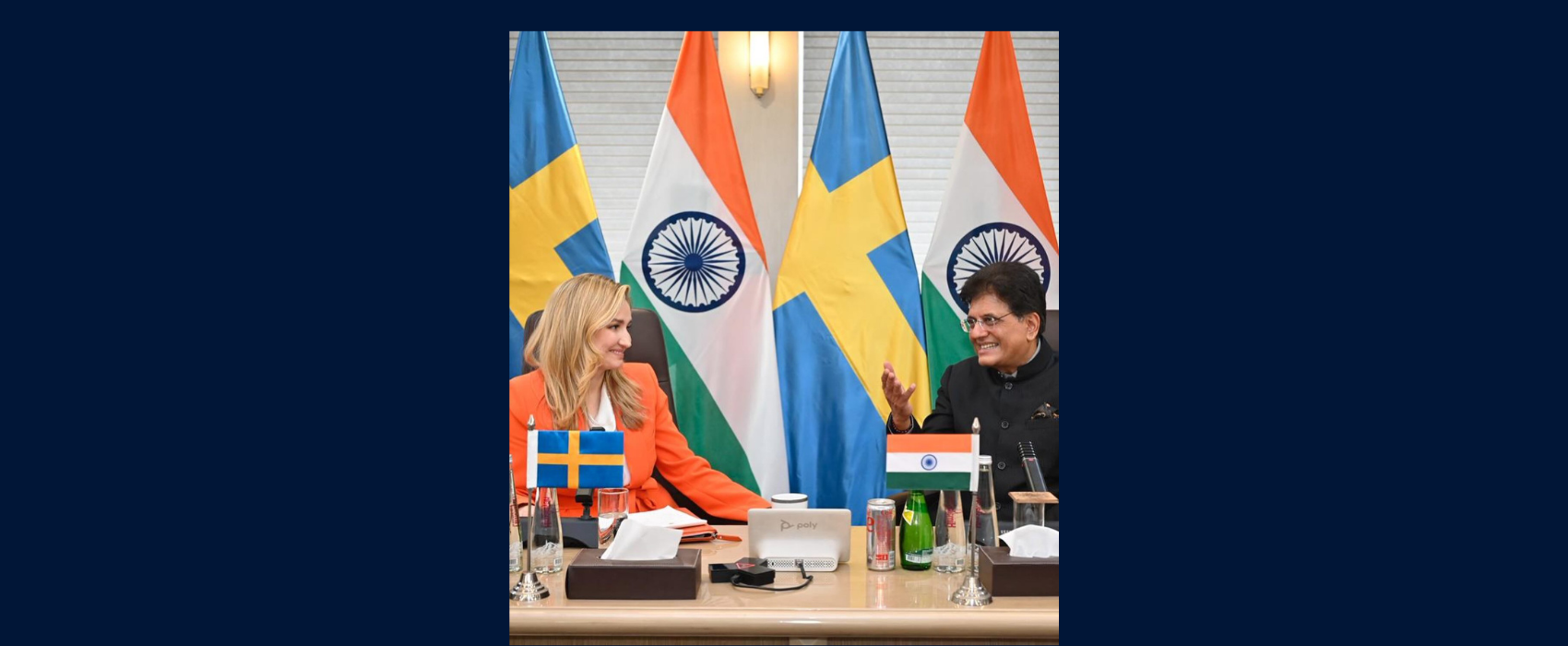 Commerce and Industry Minister Shri Piyush Goyal interacted with Swedish Minister for Energy, Business and Industry and Deputy Prime Minister Ms. Ebba Busch during her visit to India for the AI Impact